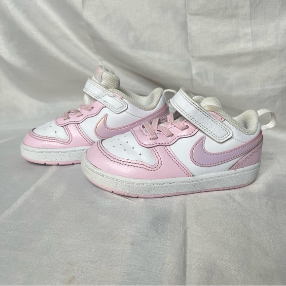 Nike Pink and White Sneakers with Velcro Straps - Picture 1 of 5